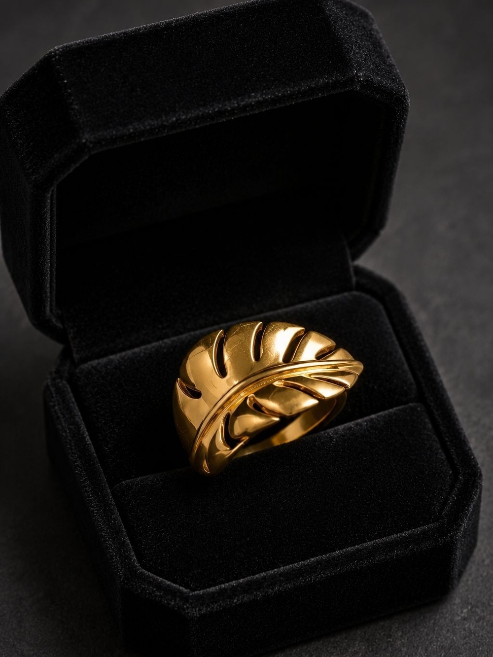 Polished Gold Leaf Cocktail Ring - Picture 2 of 4